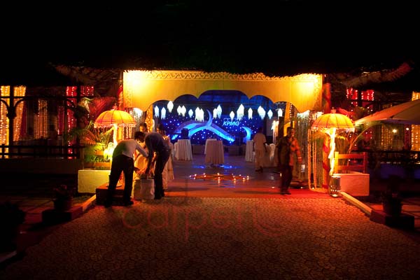 The Leela Raviz facilities: The panthal - entrance decor for corporate gala dinner